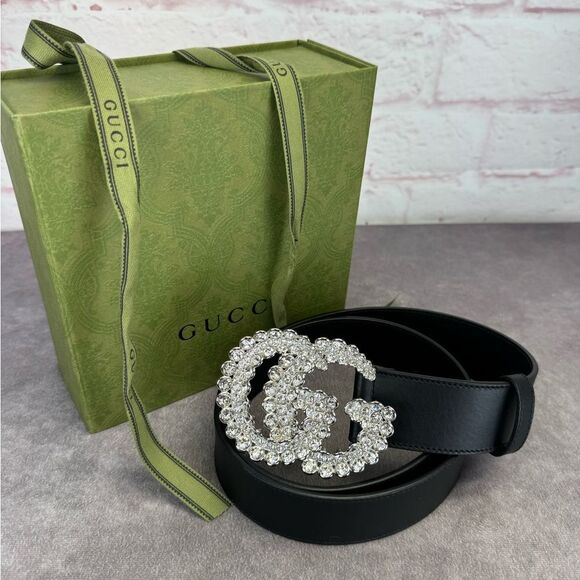 Gucci Marmont Wide Double Gg Crystal Embellished Belt 582100 95/38 - Picture 11 of 11